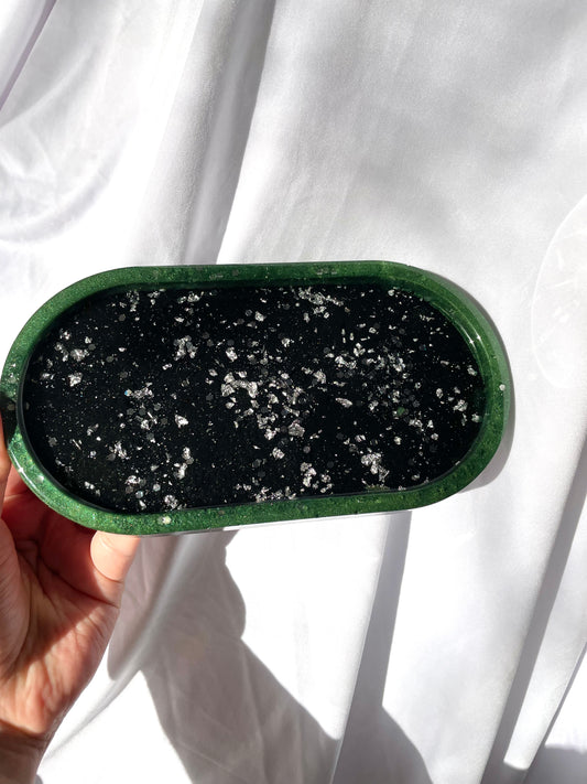 Glitter black resin tray