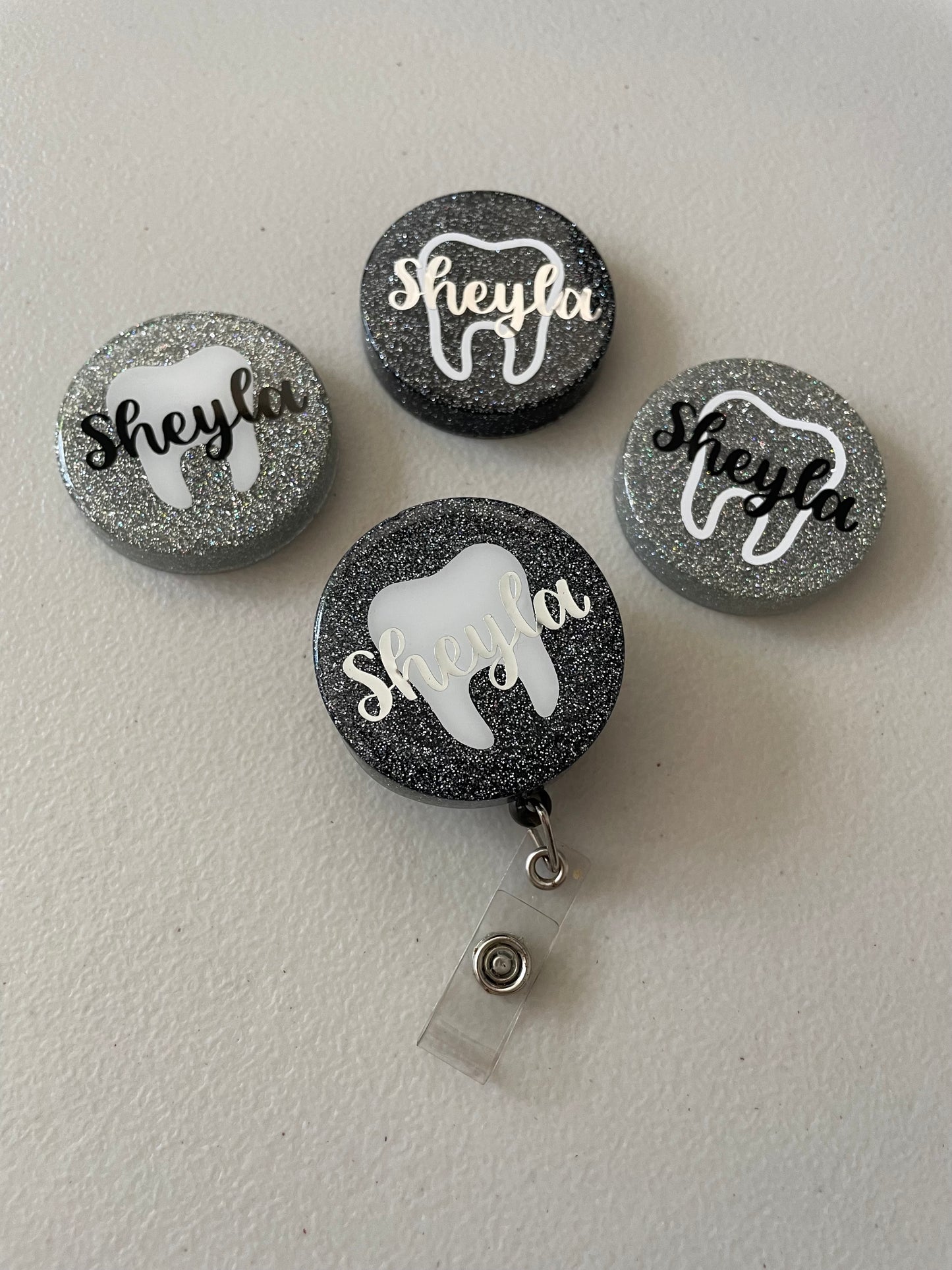 Glitter Dental Badge Reels