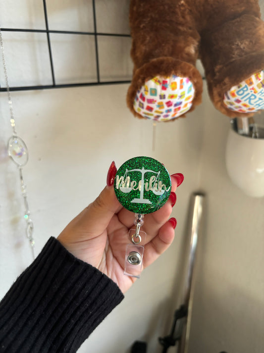 Glitter Law badge reel