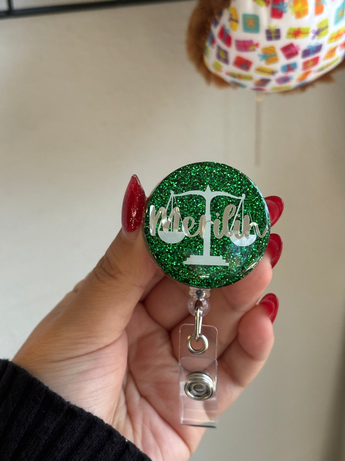 Glitter Law badge reel