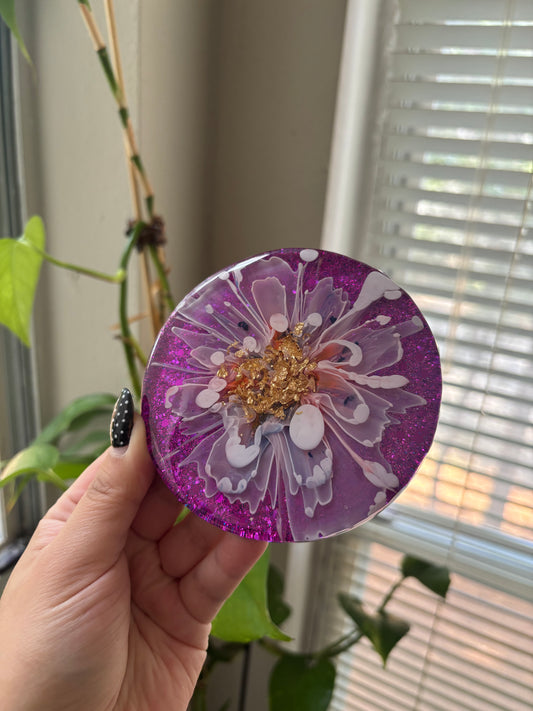 purple flower coaster