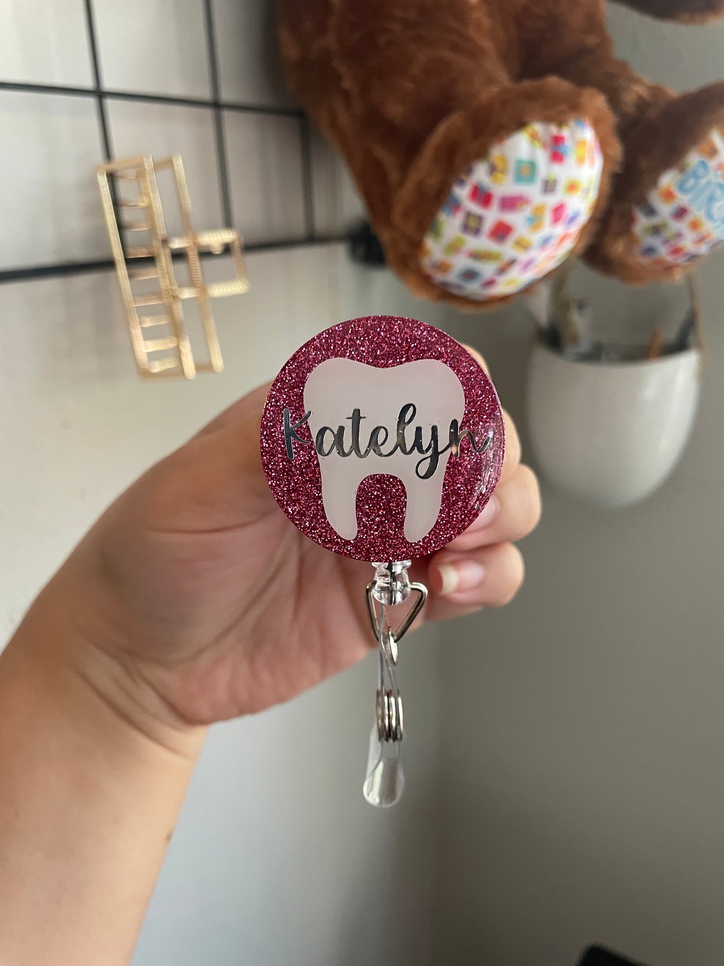 Glitter Dental Badge Reels