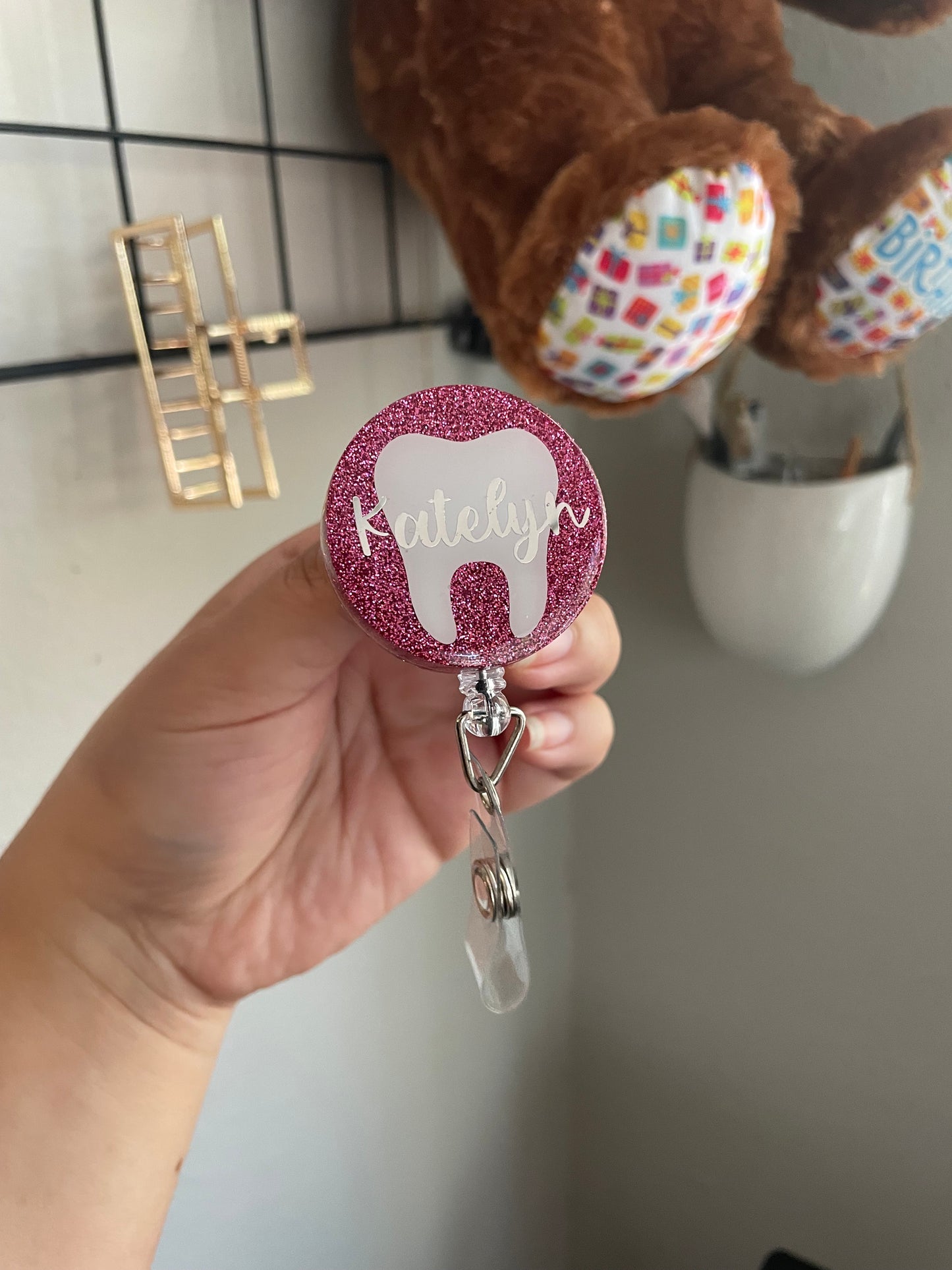 Glitter Dental Badge Reels