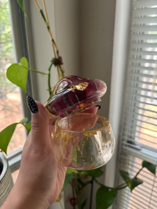 Red rose mushroom jar