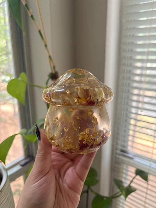 Rose petal mushroom jar