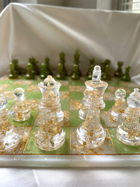 green & gold chessboard
