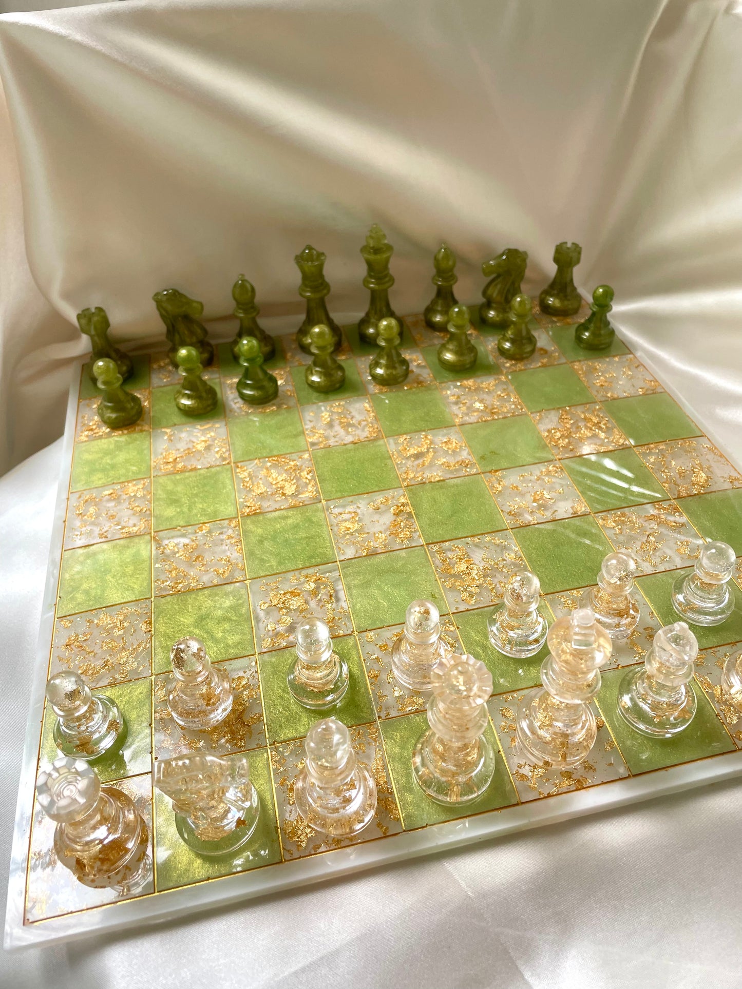 green & gold chessboard