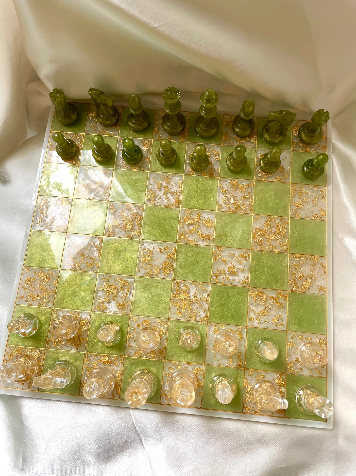 green & gold chessboard