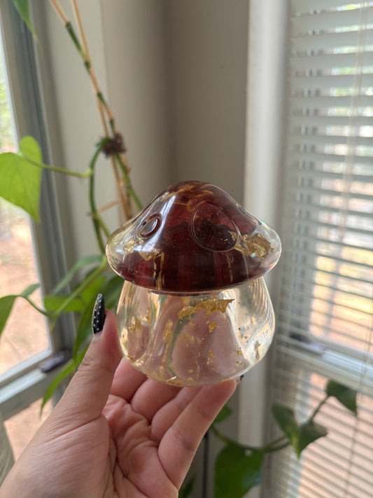 Red rose mushroom jar
