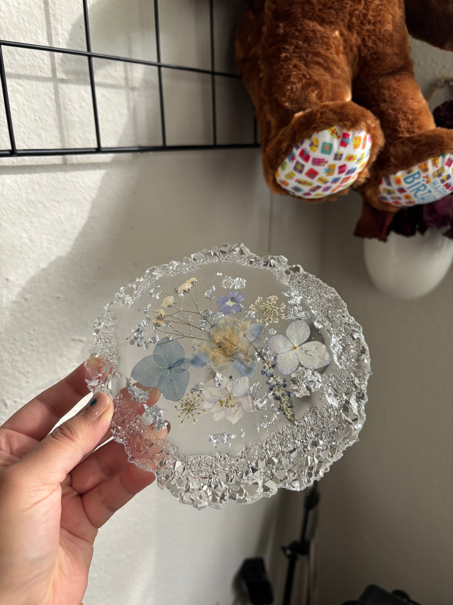 Floral crystal tray (blue)
