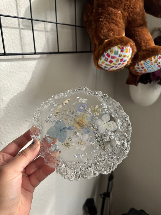 Floral crystal tray (blue)
