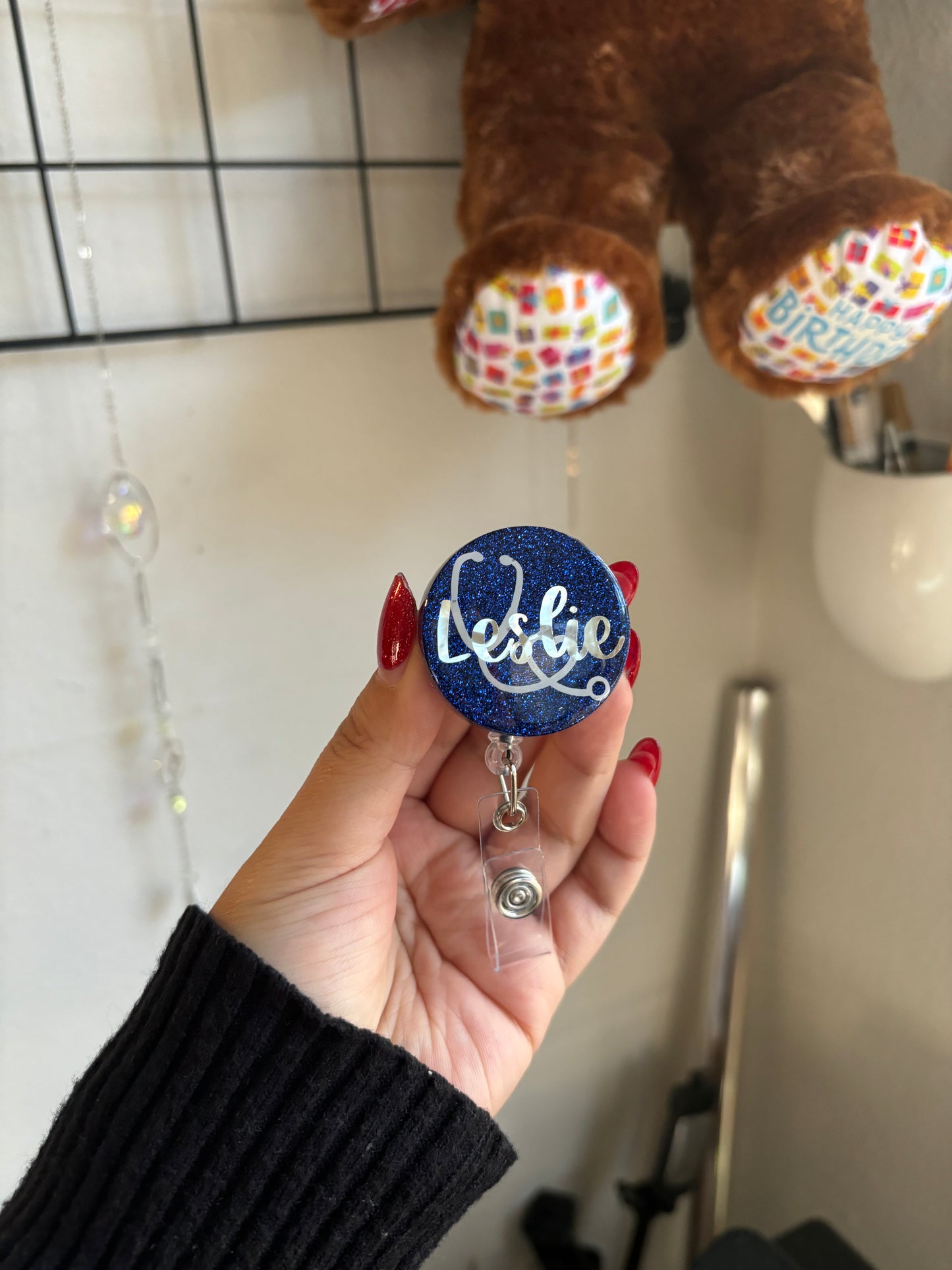 Glitter stethoscope badge reel