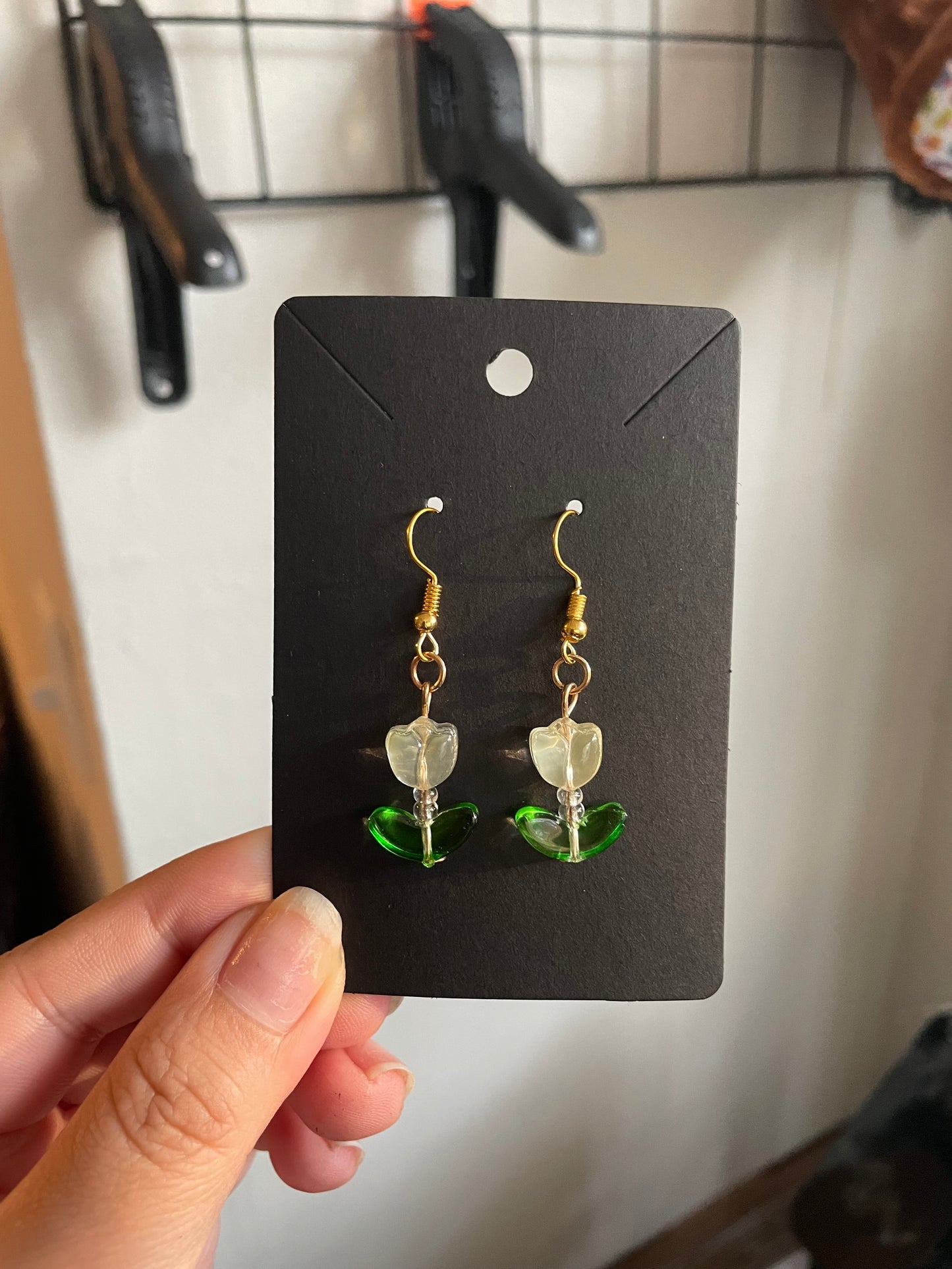 Beaded tulip earrings