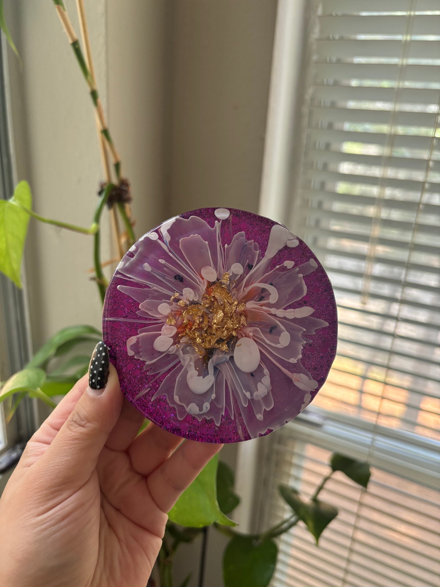 purple flower coaster
