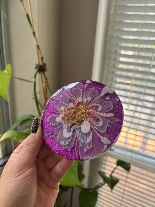 purple flower coaster