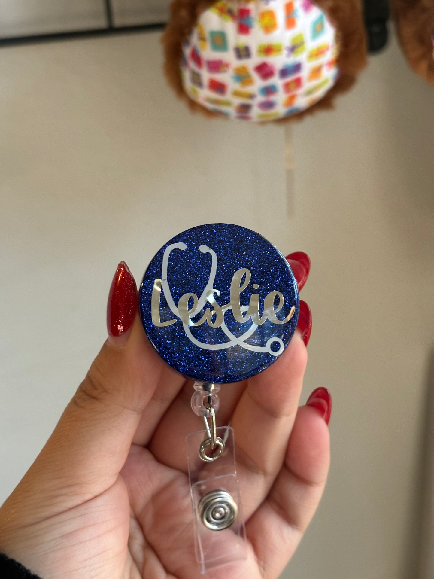 Glitter stethoscope badge reel