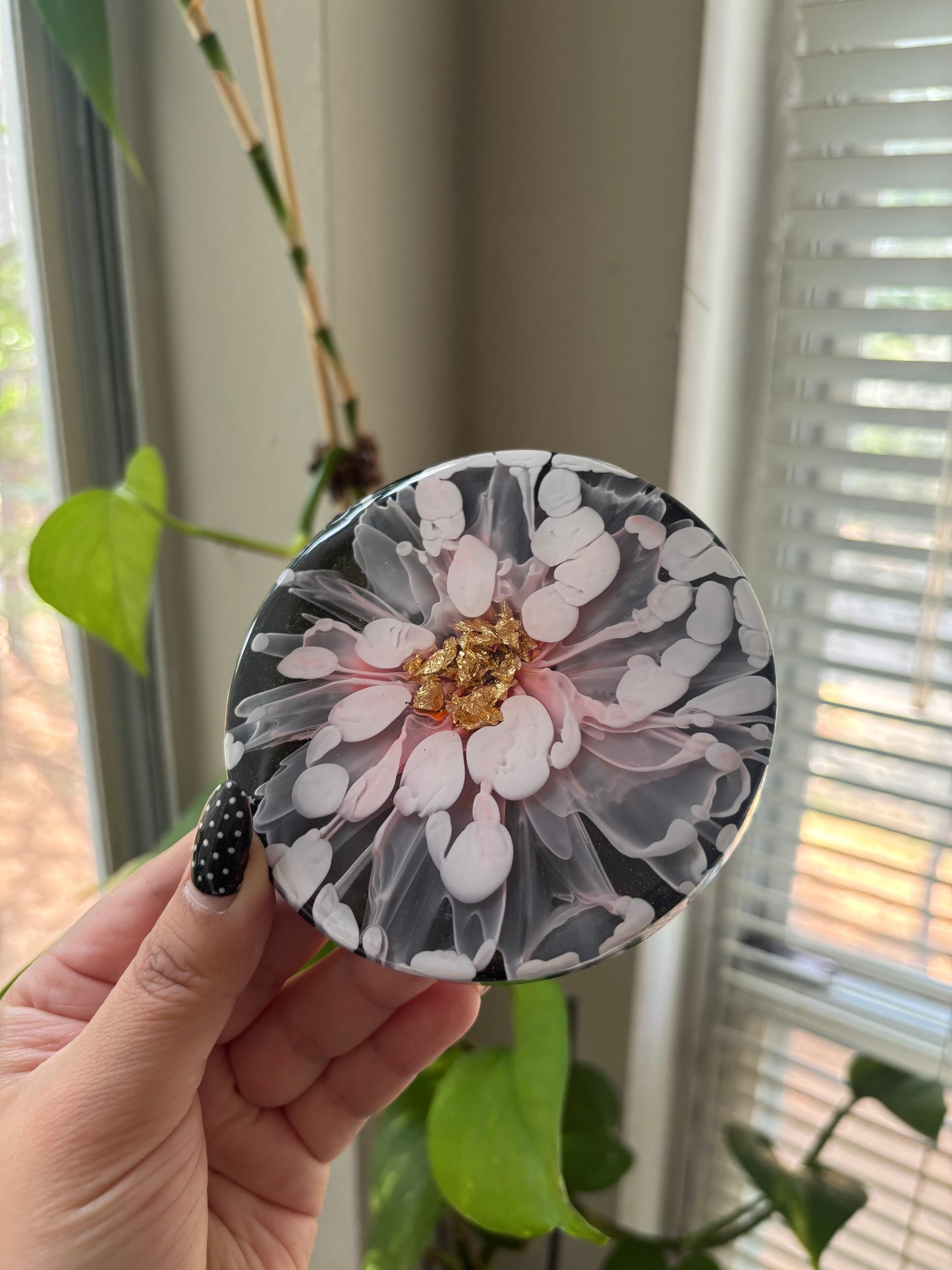 Pink flower coaster