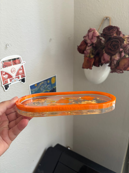 Orange floral tray
