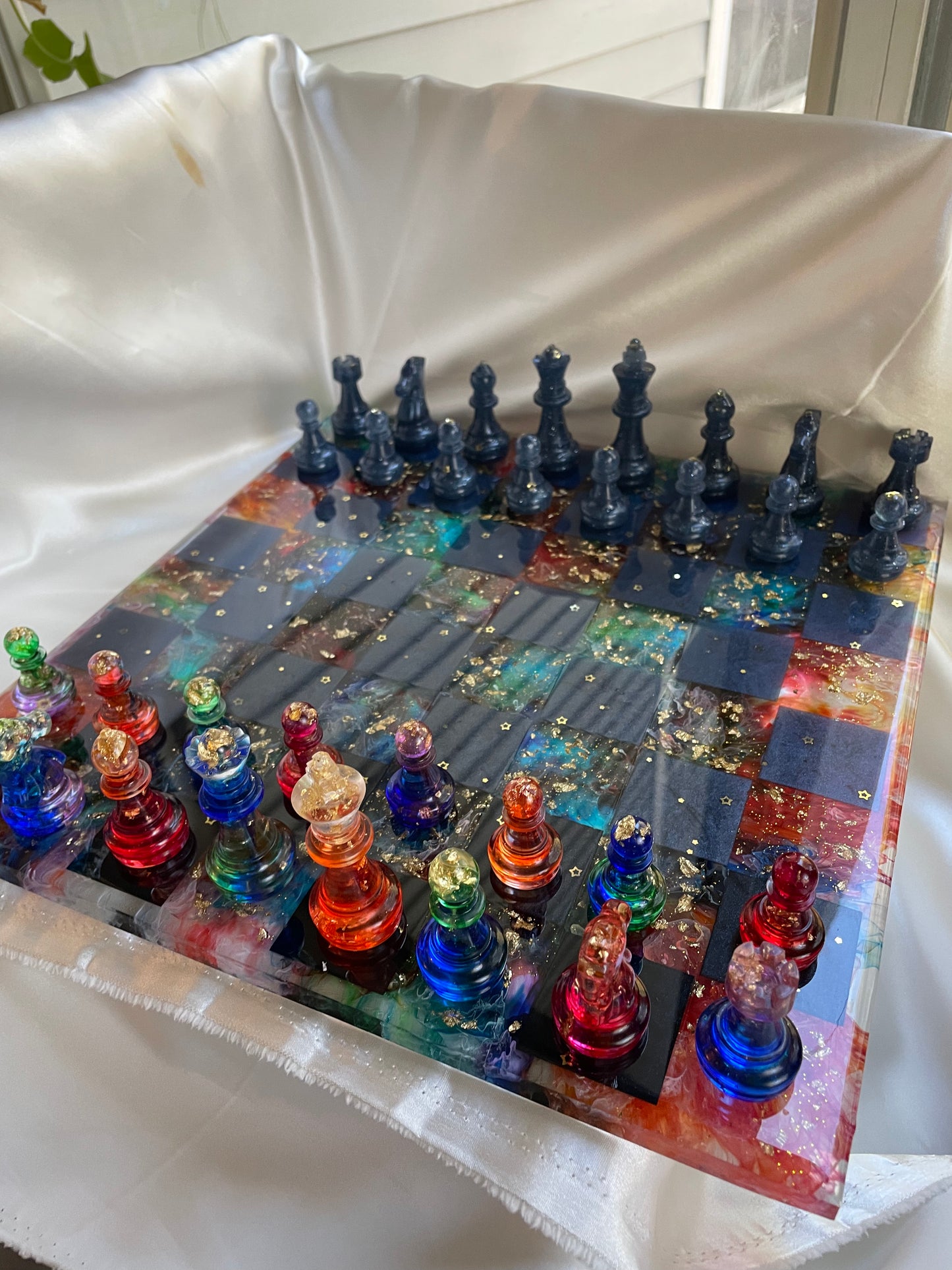 Tablero de ajedrez con tinta de alcohol Nebula